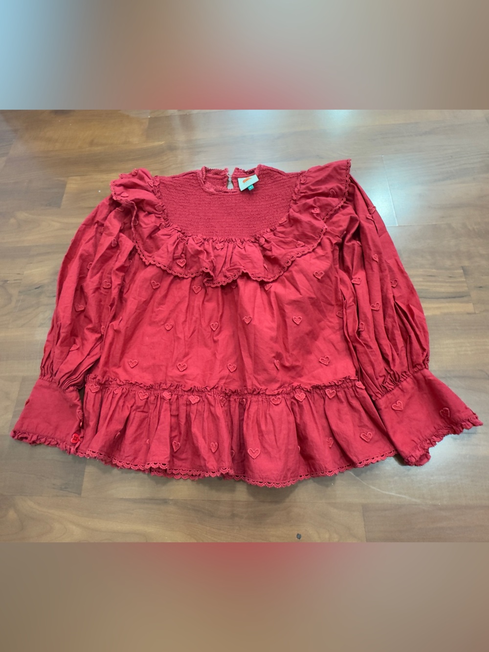 FARM Rio Red Ruffled Smocked Women's Top - Picture 6 of 11